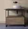 Console Sink Vanity With Ceramic Vessel Sink and Natural Brown Oak Drawer, 35